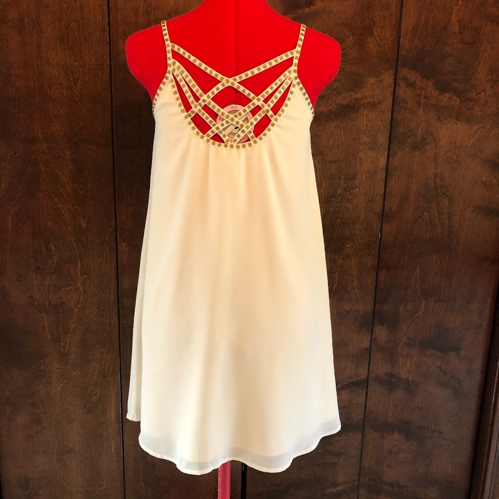 Forever 21 Minimalist Beaded Strappy Mini Dress Fairy Angelcore Feminine Flowy